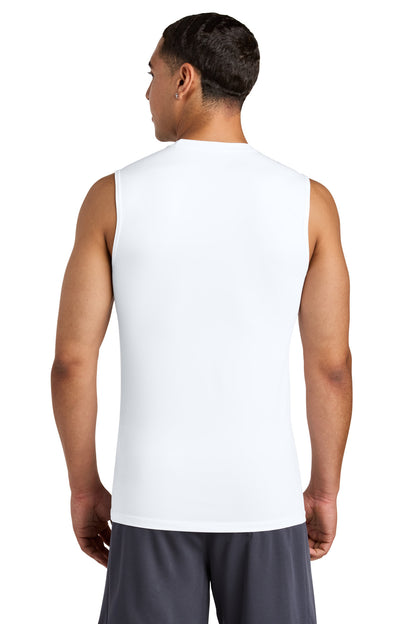 White Sport-Tek PosiCharge Compression Sleeveless Tee ST121SL