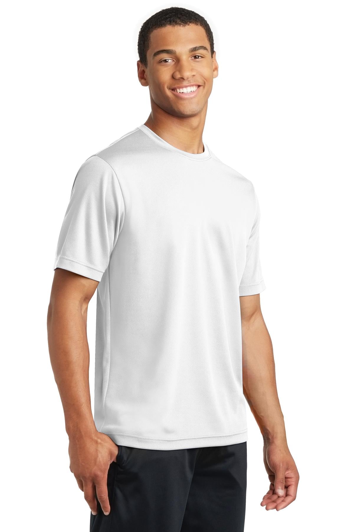 White Sport-Tek PosiCharge RacerMesh Tee. ST340