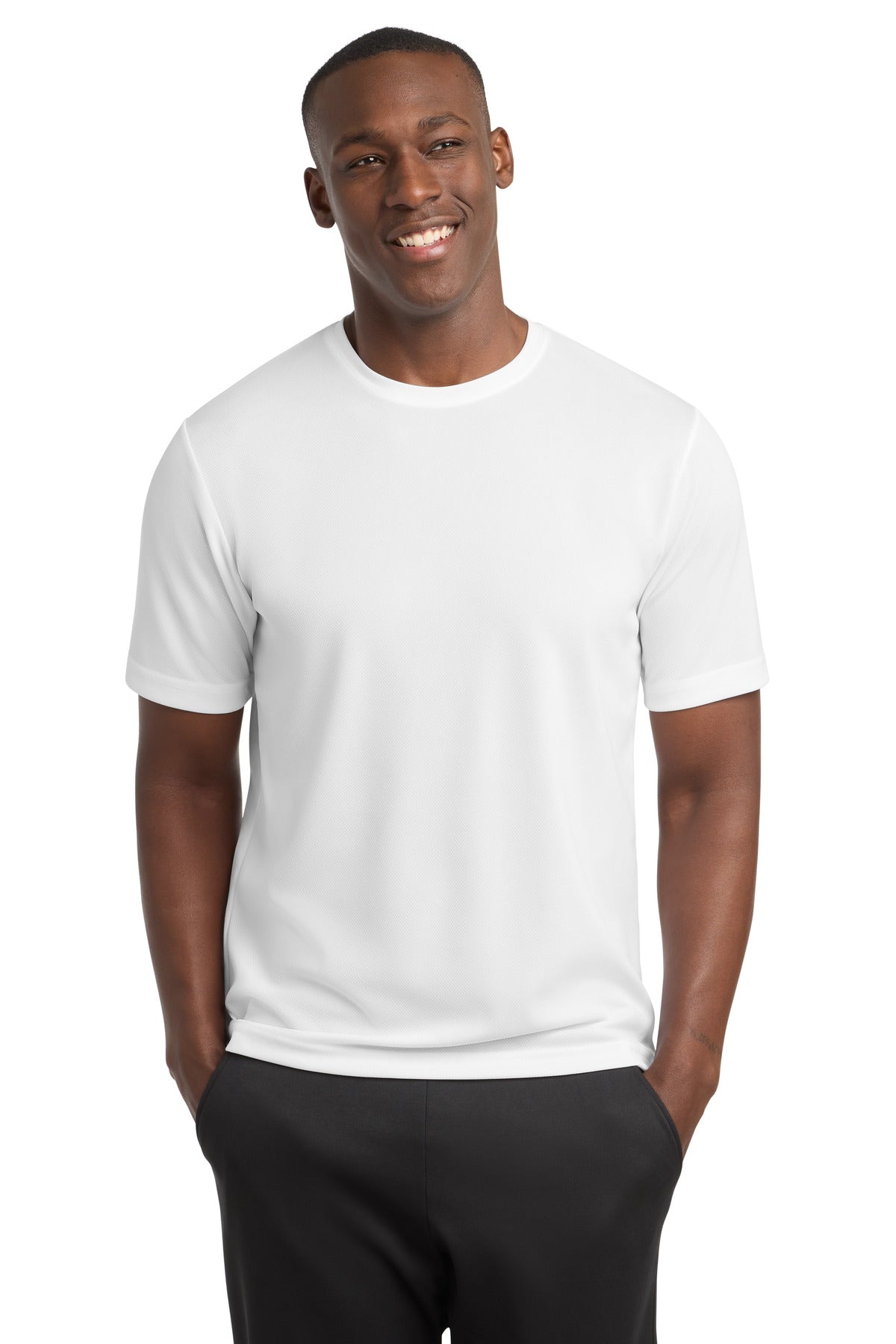 White Sport-Tek PosiCharge RacerMesh Tee. ST340