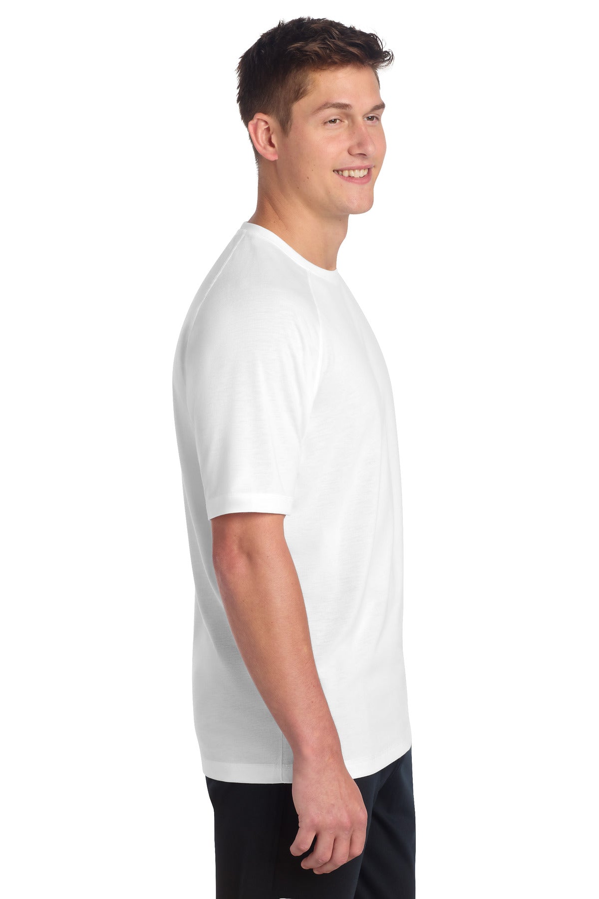 White Sport-Tek PosiCharge Tri-Blend Wicking Raglan Tee. ST400