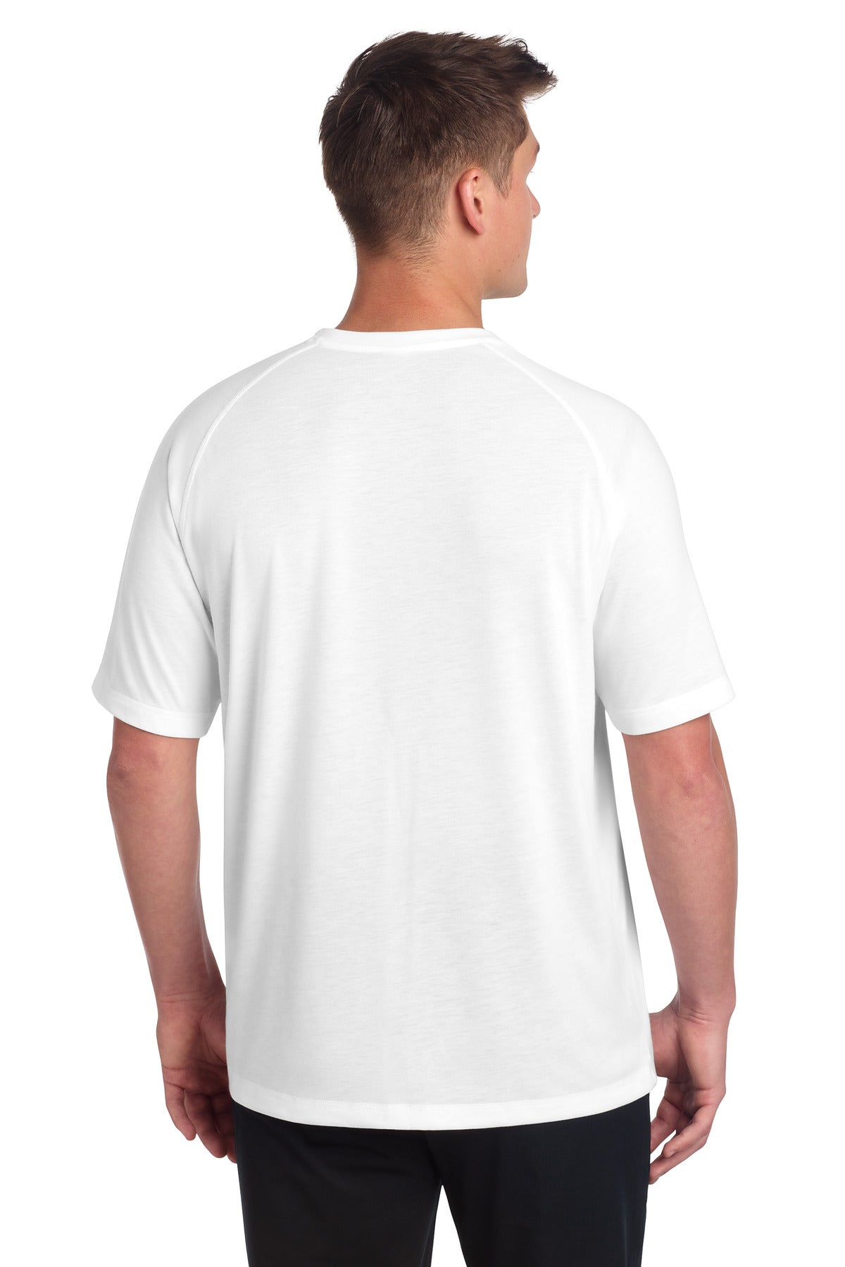 White Sport-Tek PosiCharge Tri-Blend Wicking Raglan Tee. ST400
