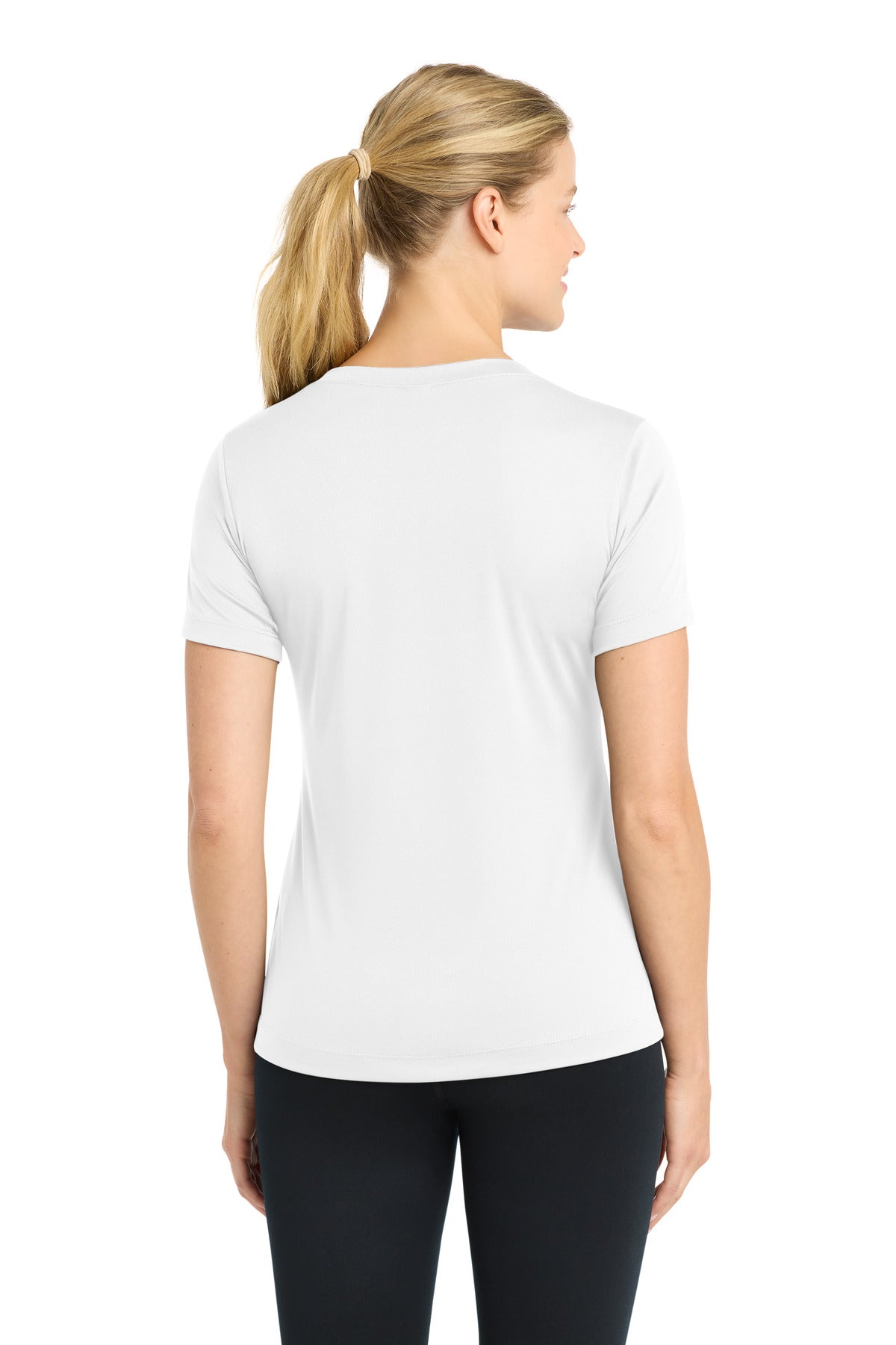 White Sport-Tek Women's PosiCharge Competitor V-Neck Tee. LST353