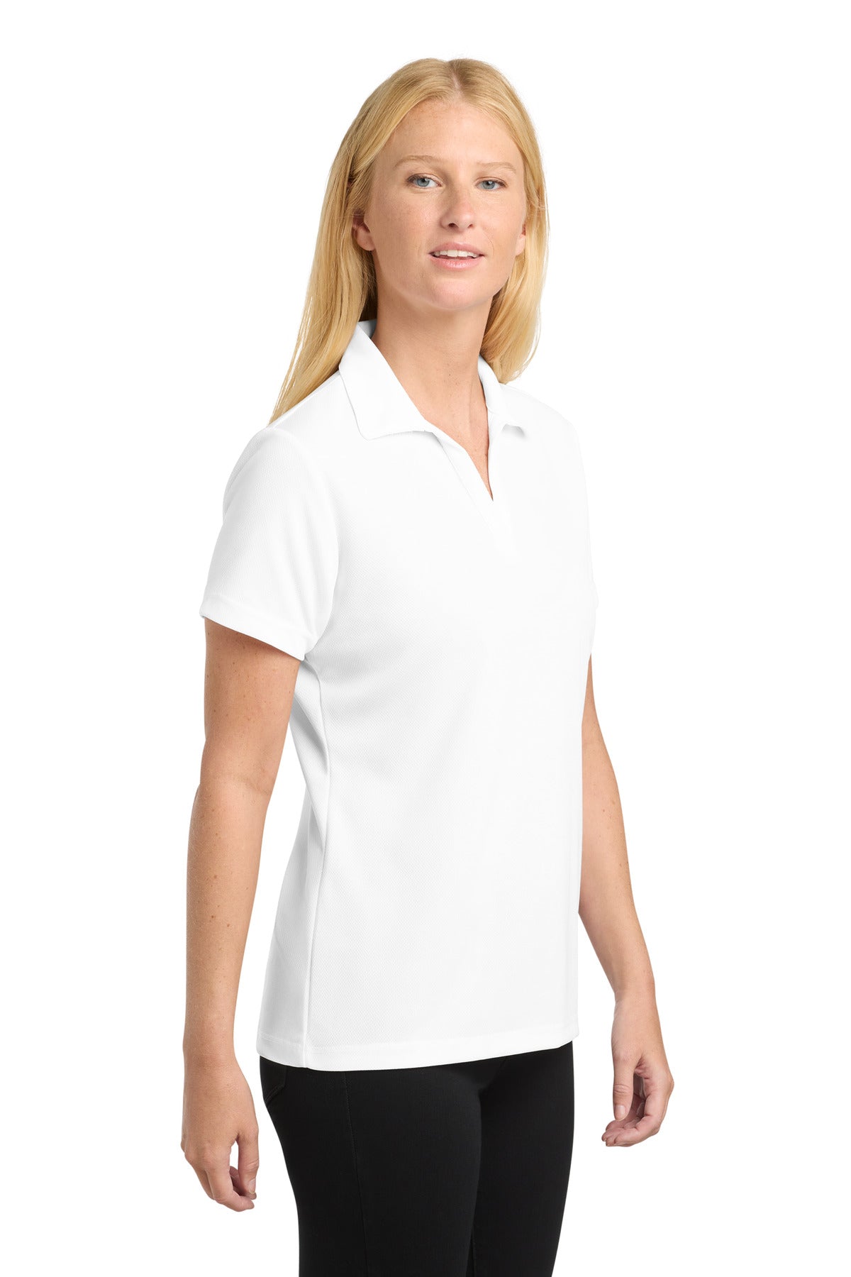 White Sport-Tek Women's PosiCharge RacerMesh Polo. LST640