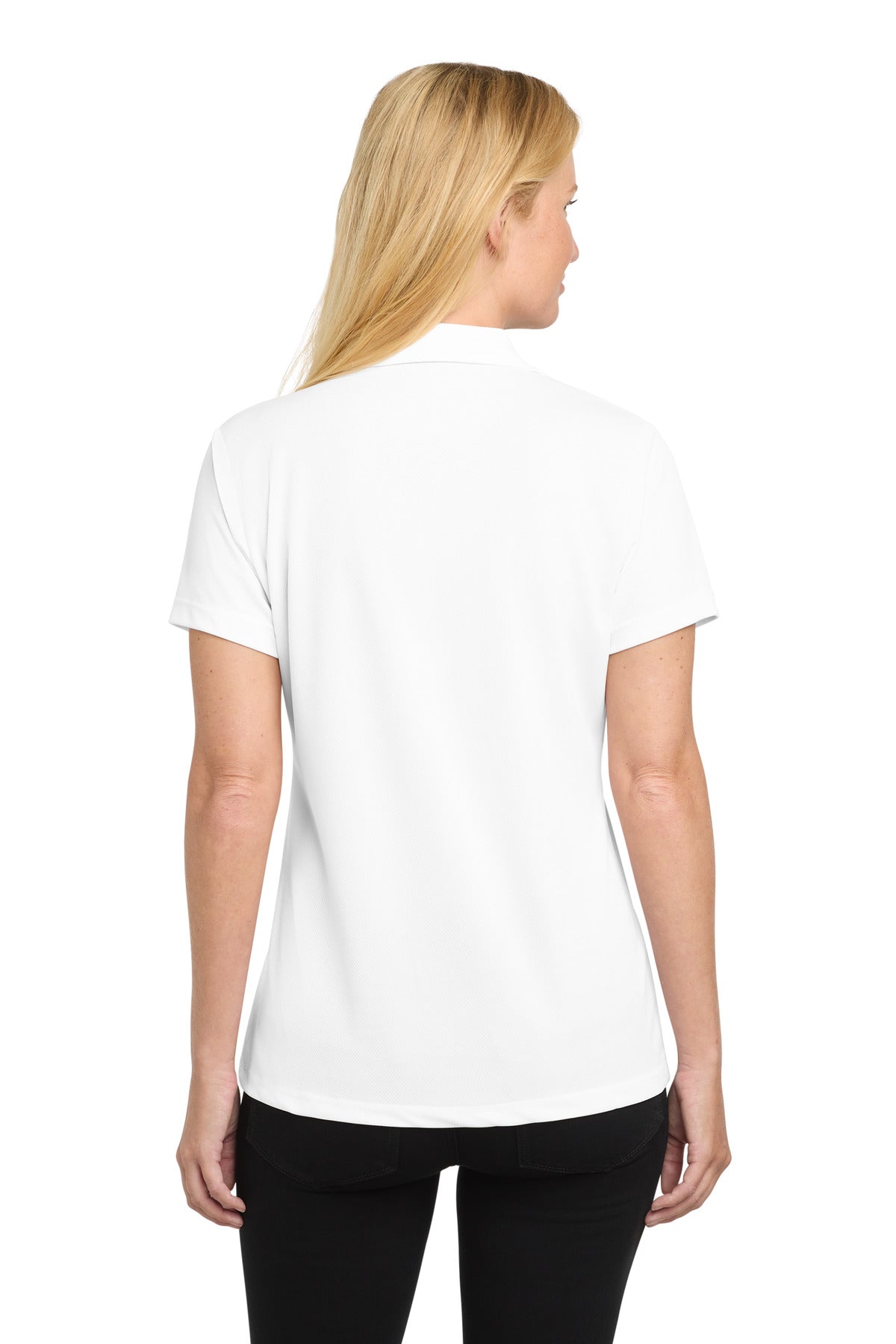 White Sport-Tek Women's PosiCharge RacerMesh Polo. LST640