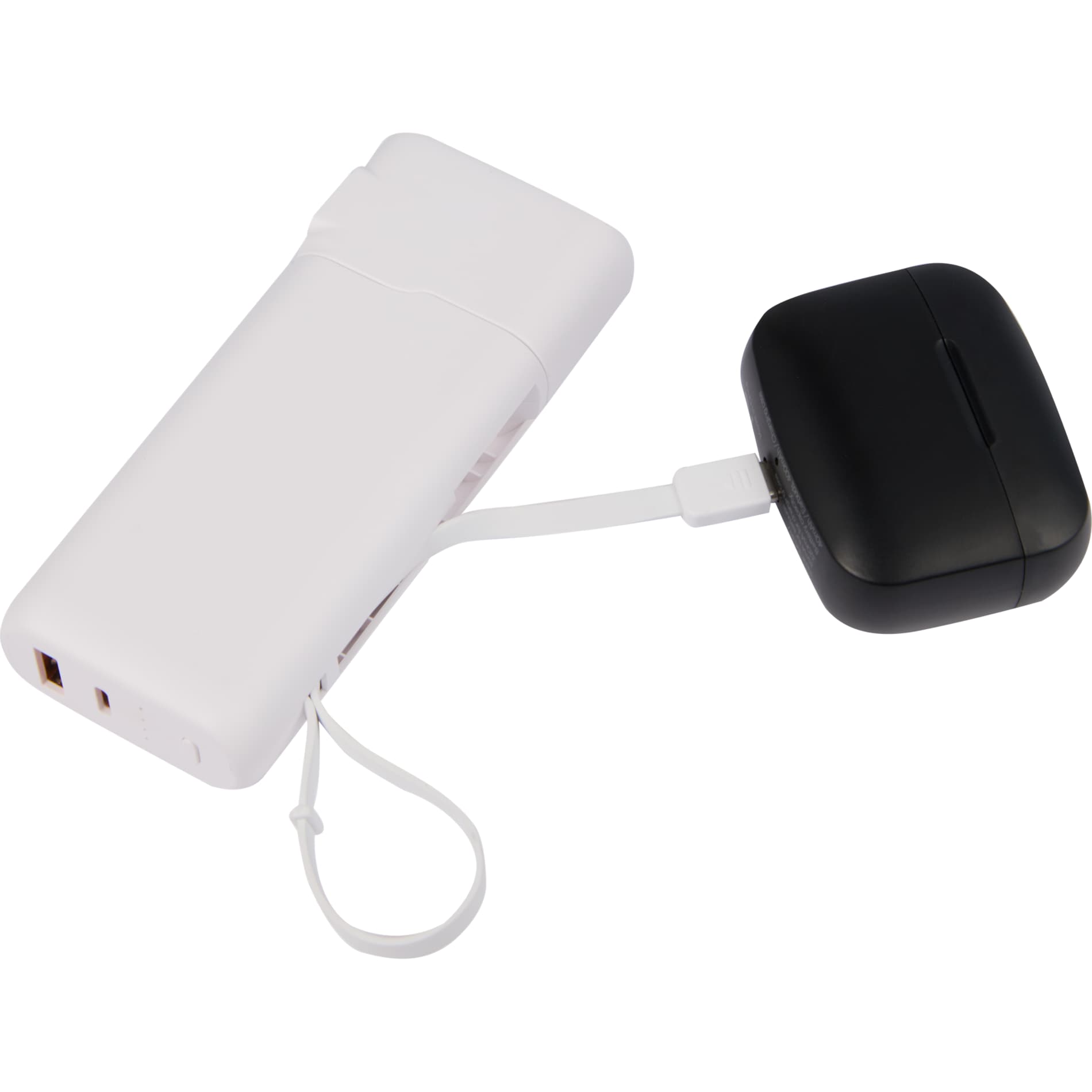 White UL Listed 10,000 mAh 20W PD Power Bank with AC Plu plain