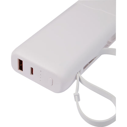 White UL Listed 10,000 mAh 20W PD Power Bank with AC Plu plain