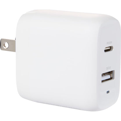 White UL Listed 20W Dual USB A and C Wall Charger plain