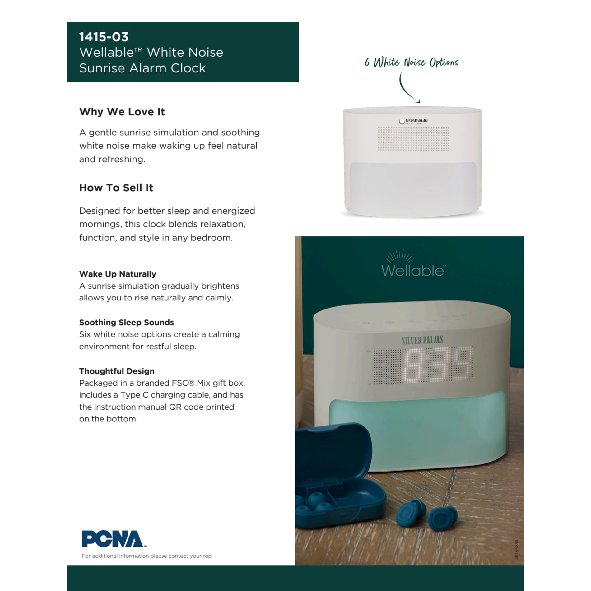 White Wellable™ White Noise Sunrise Alarm Clock