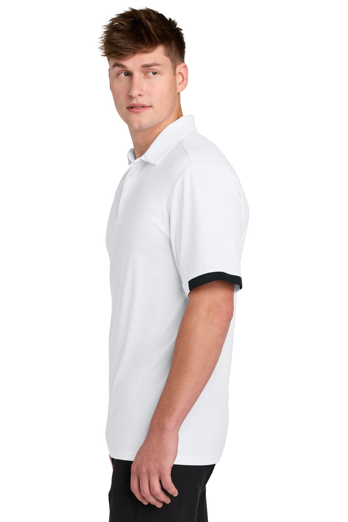 White/Blk Sport-Tek Club Colorblock Polo ST444