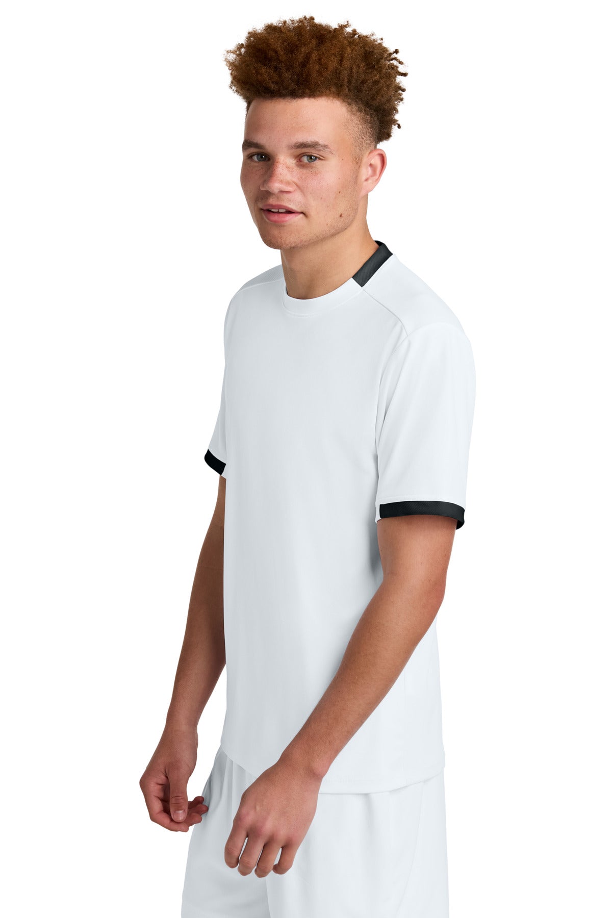 White/Blk Sport-Tek Club Short Sleeve Crew ST440
