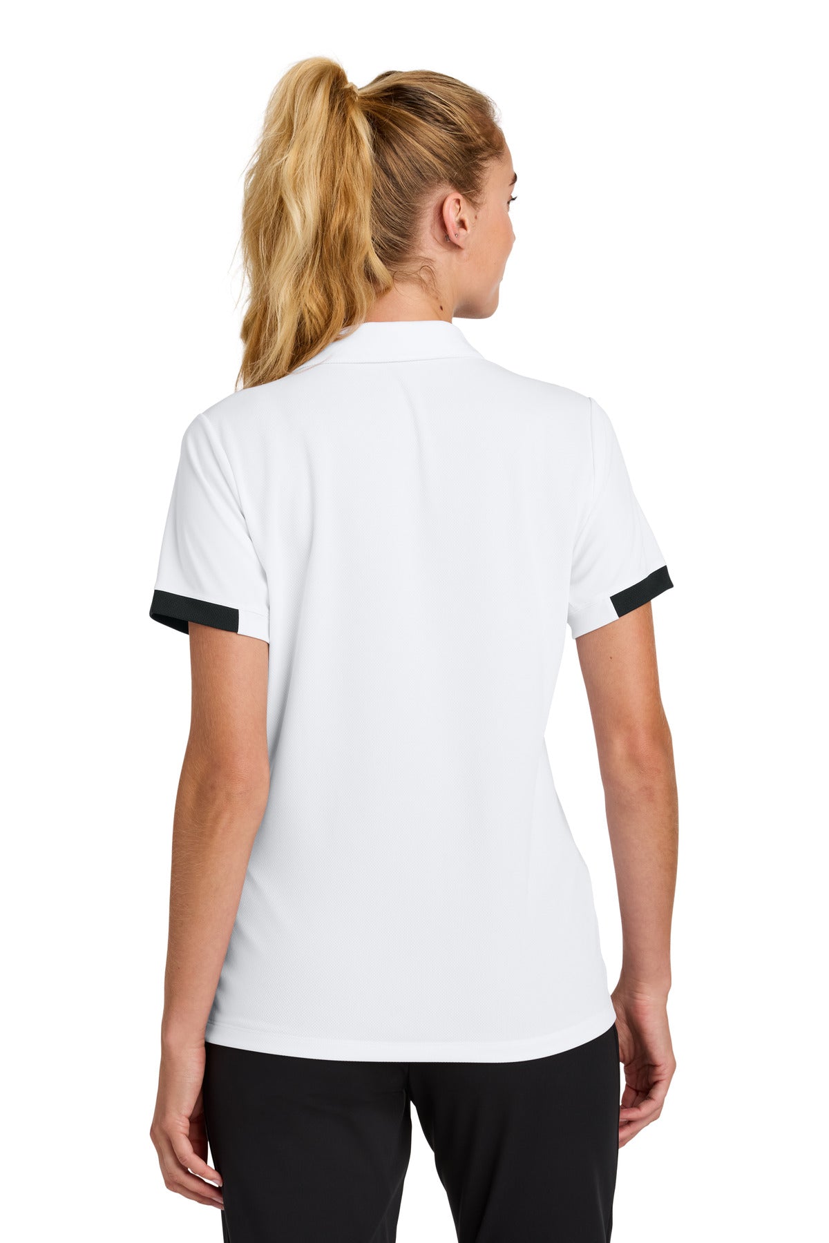White/Blk Sport-Tek Women's Club Colorblock Polo LST444