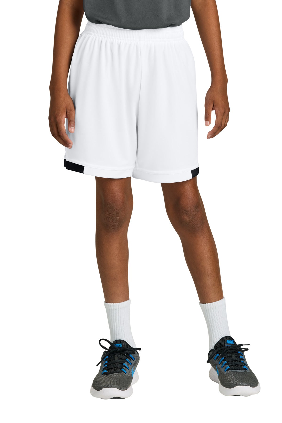 White/Blk Sport-Tek Youth Club 5" Short YST4420