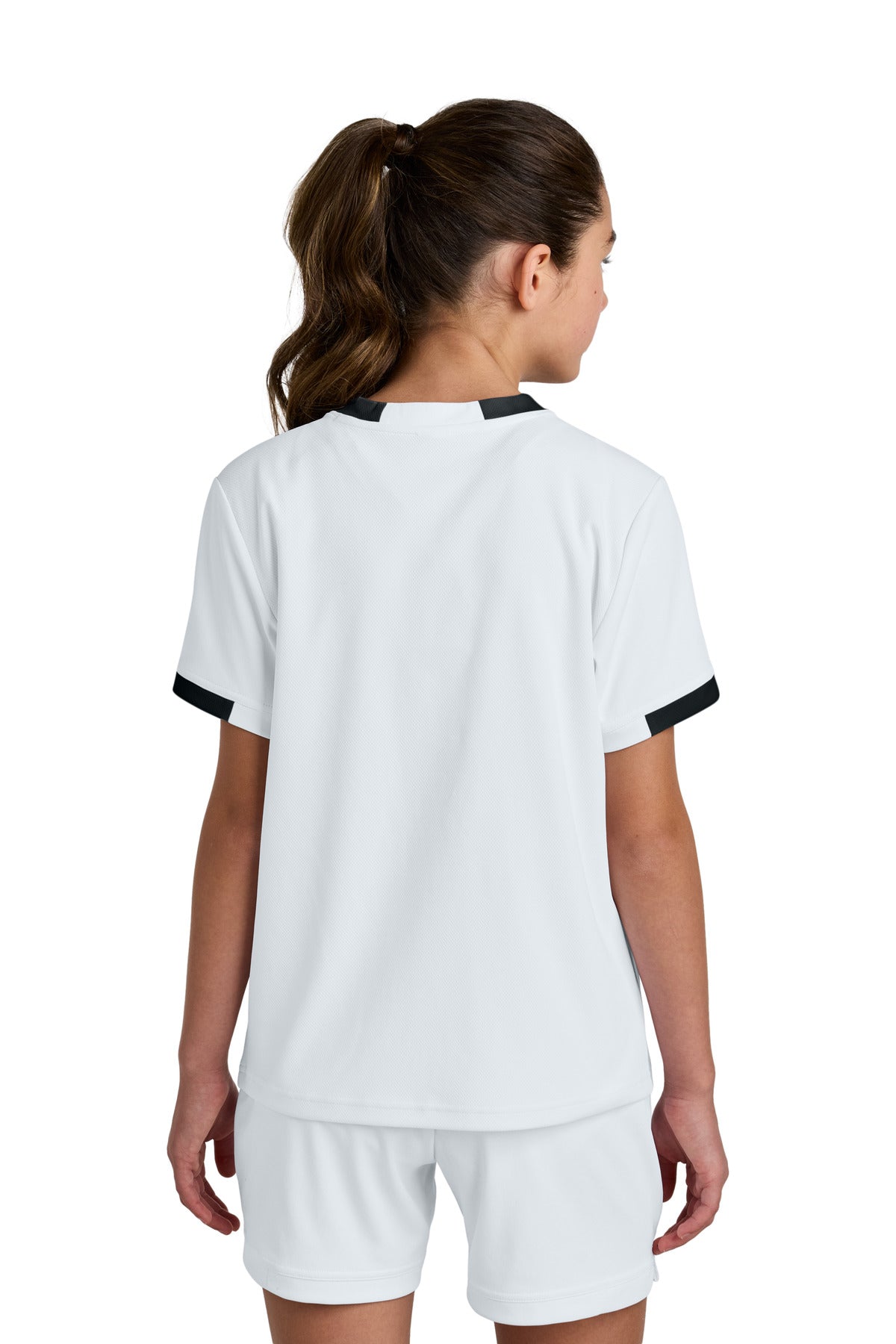 White/Blk Sport-Tek Youth Club Short Sleeve Crew YST440