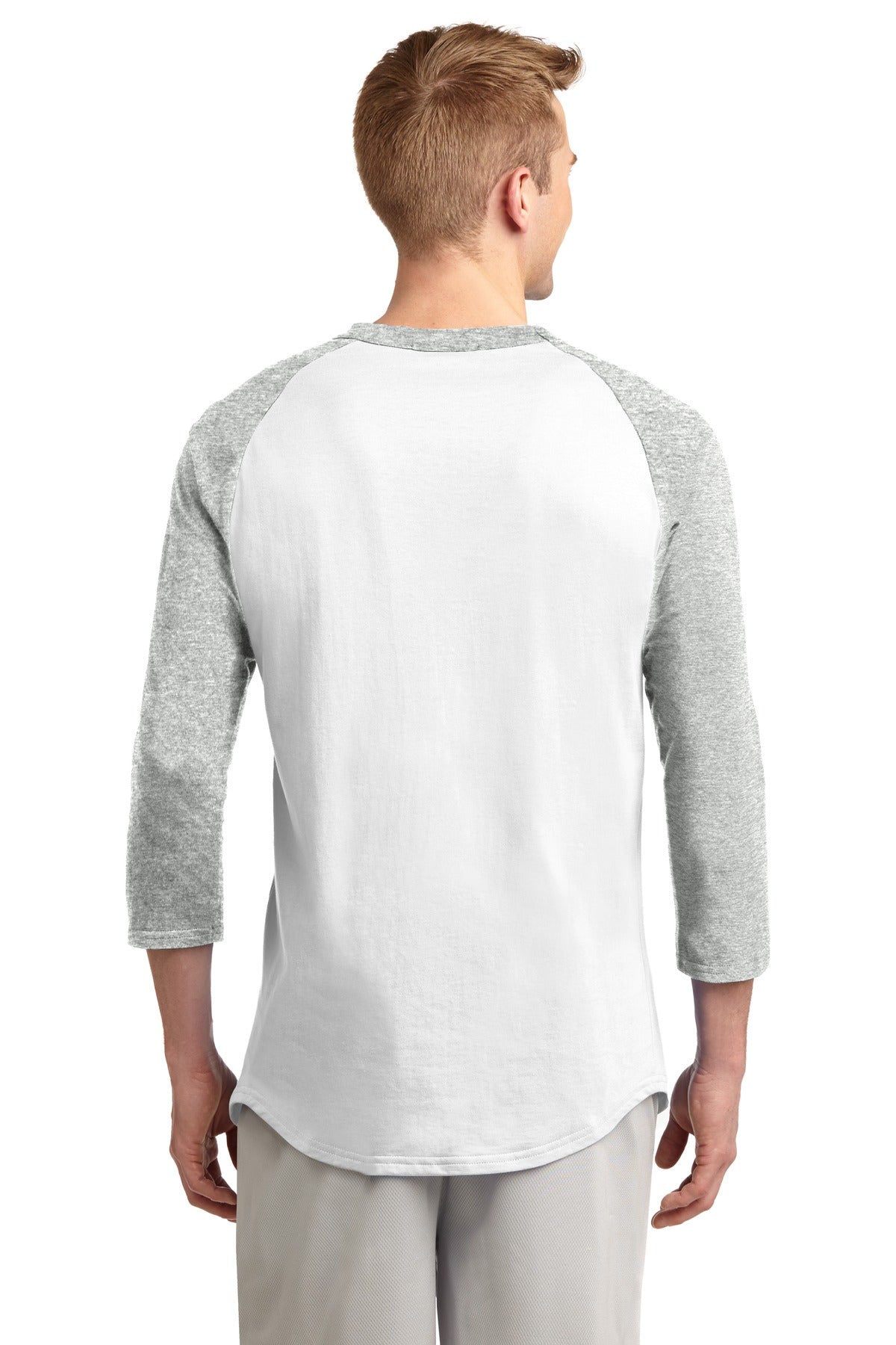 White/Grey Hth Sport-Tek Colorblock Raglan Jersey. T200