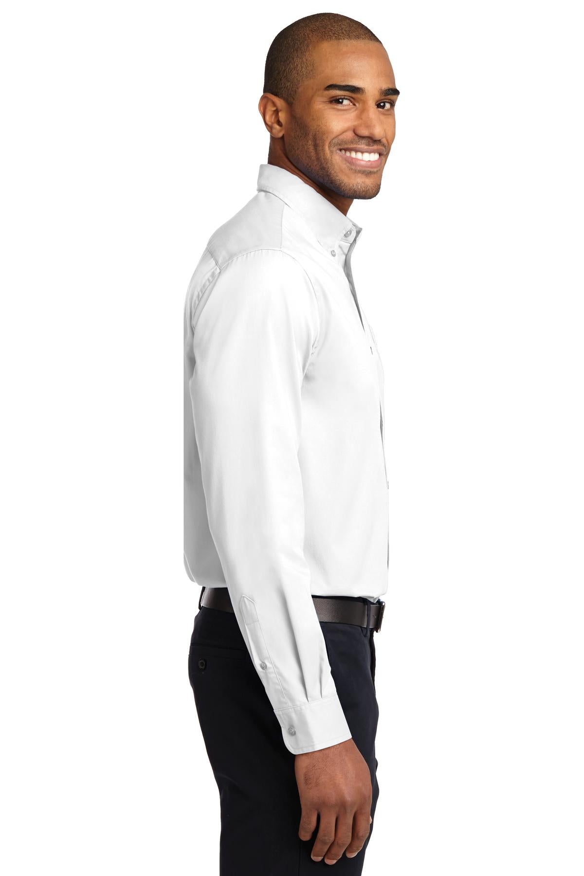White/Lt Stone Port Authority Long Sleeve Easy Care Shirt S608