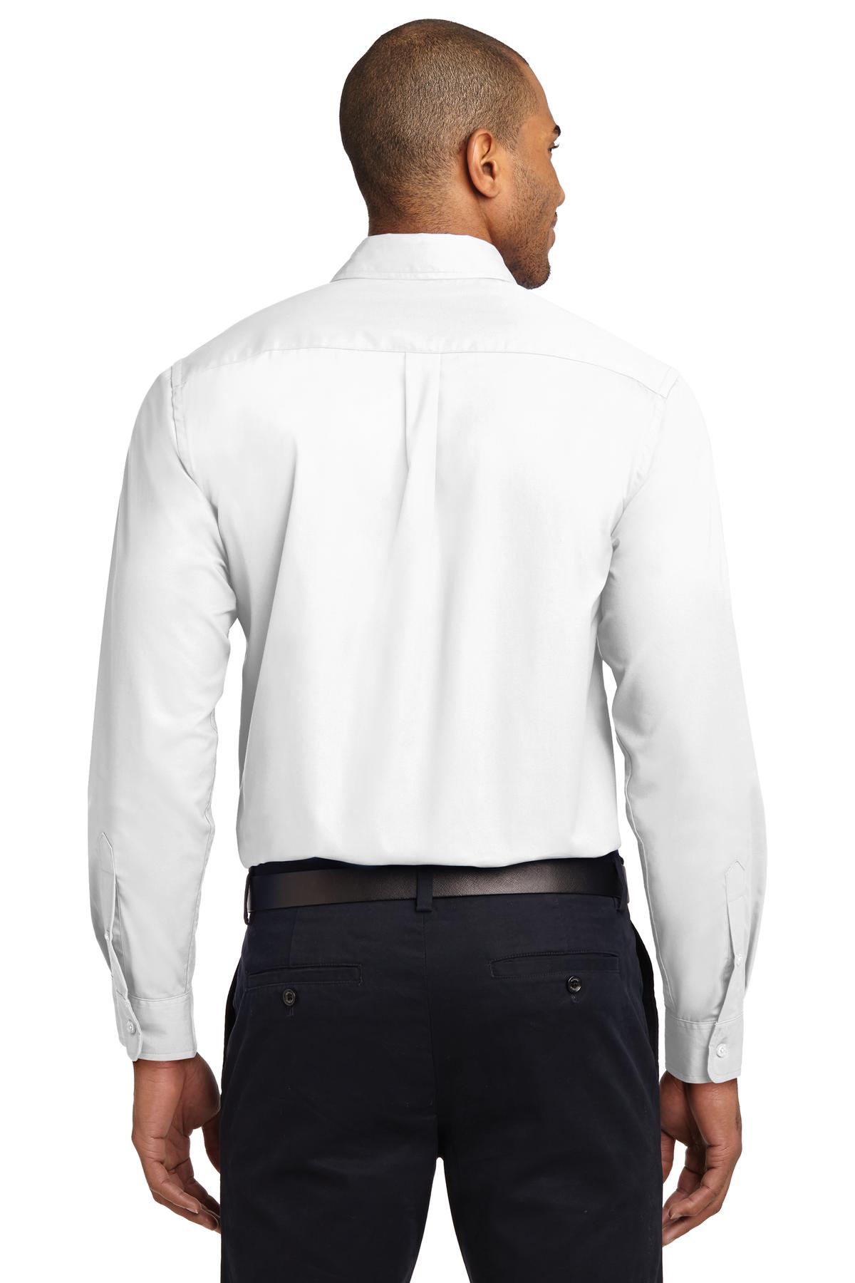 White/Lt Stone Port Authority Long Sleeve Easy Care Shirt S608