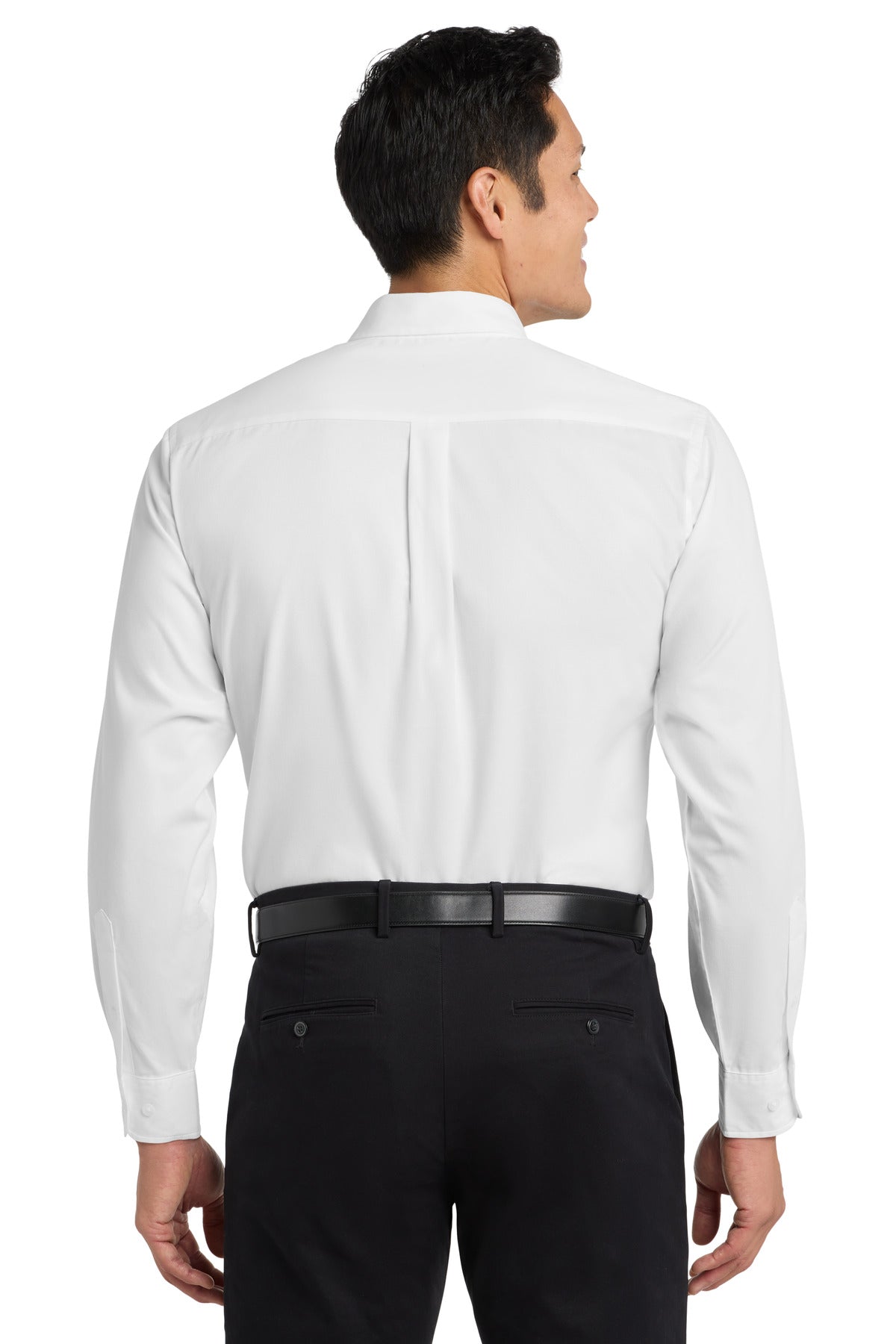 White/Lt Stone Port Authority Long Sleeve Easy Care Shirt S608