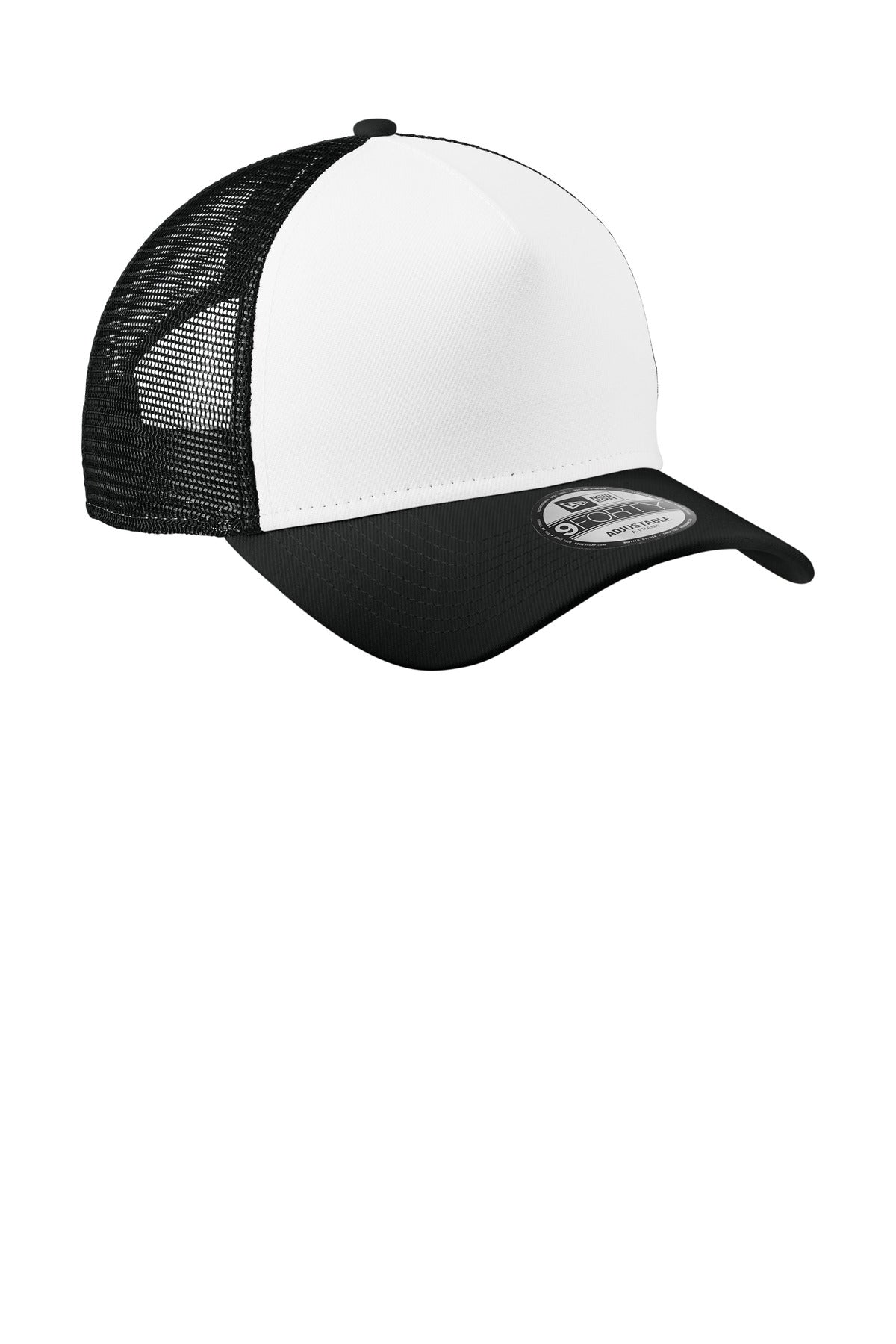 Wht/Bk/Bk New Era A-Frame Snapback Mesh Back Cap NE212