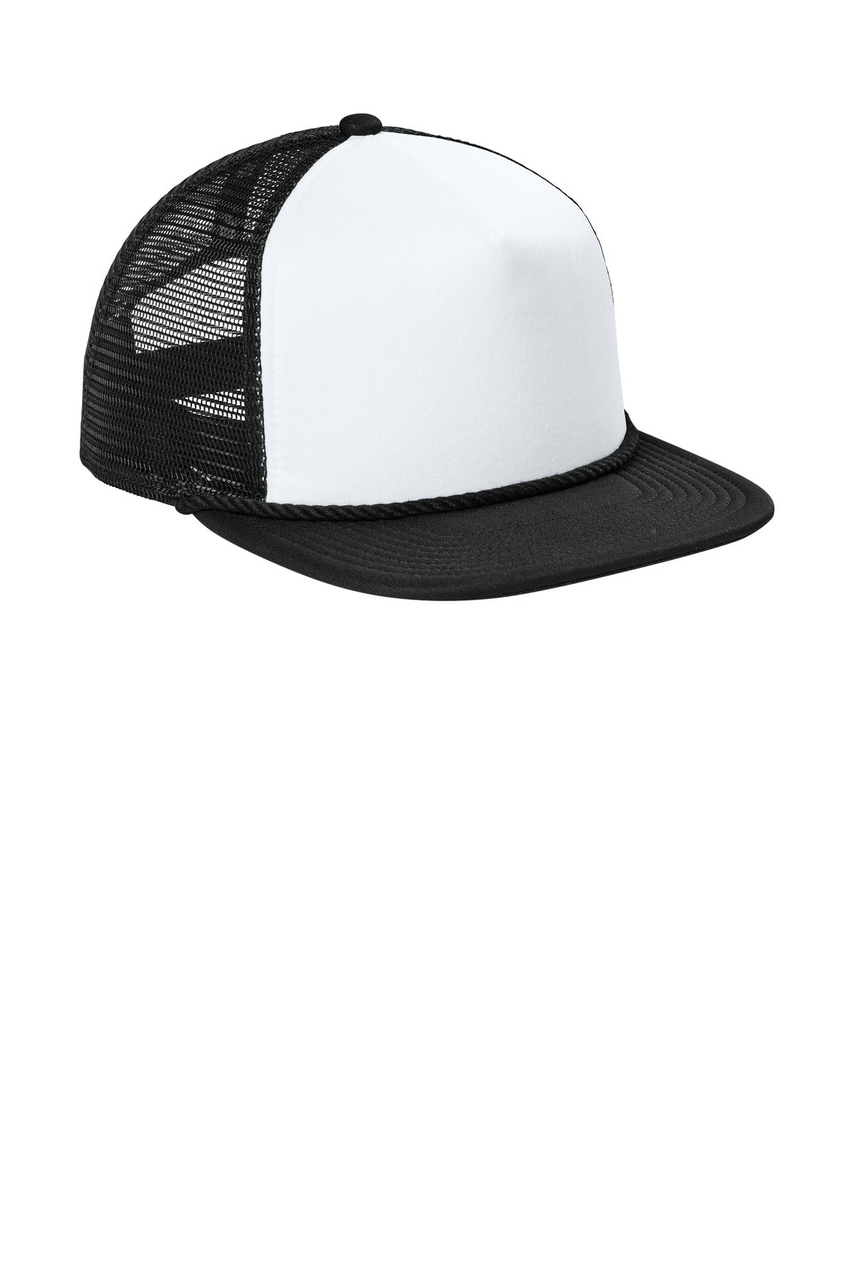 Wht/Bk/Bk New Era Foam Rope Trucker Cap NE410