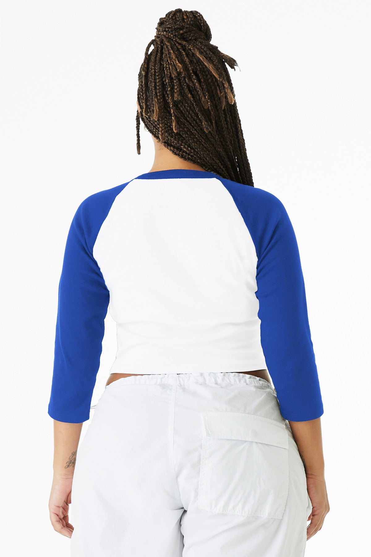 Wht/TrRy BELLA+CANVAS Women's Micro Rib 3/4 Raglan Baby Tee BC1200