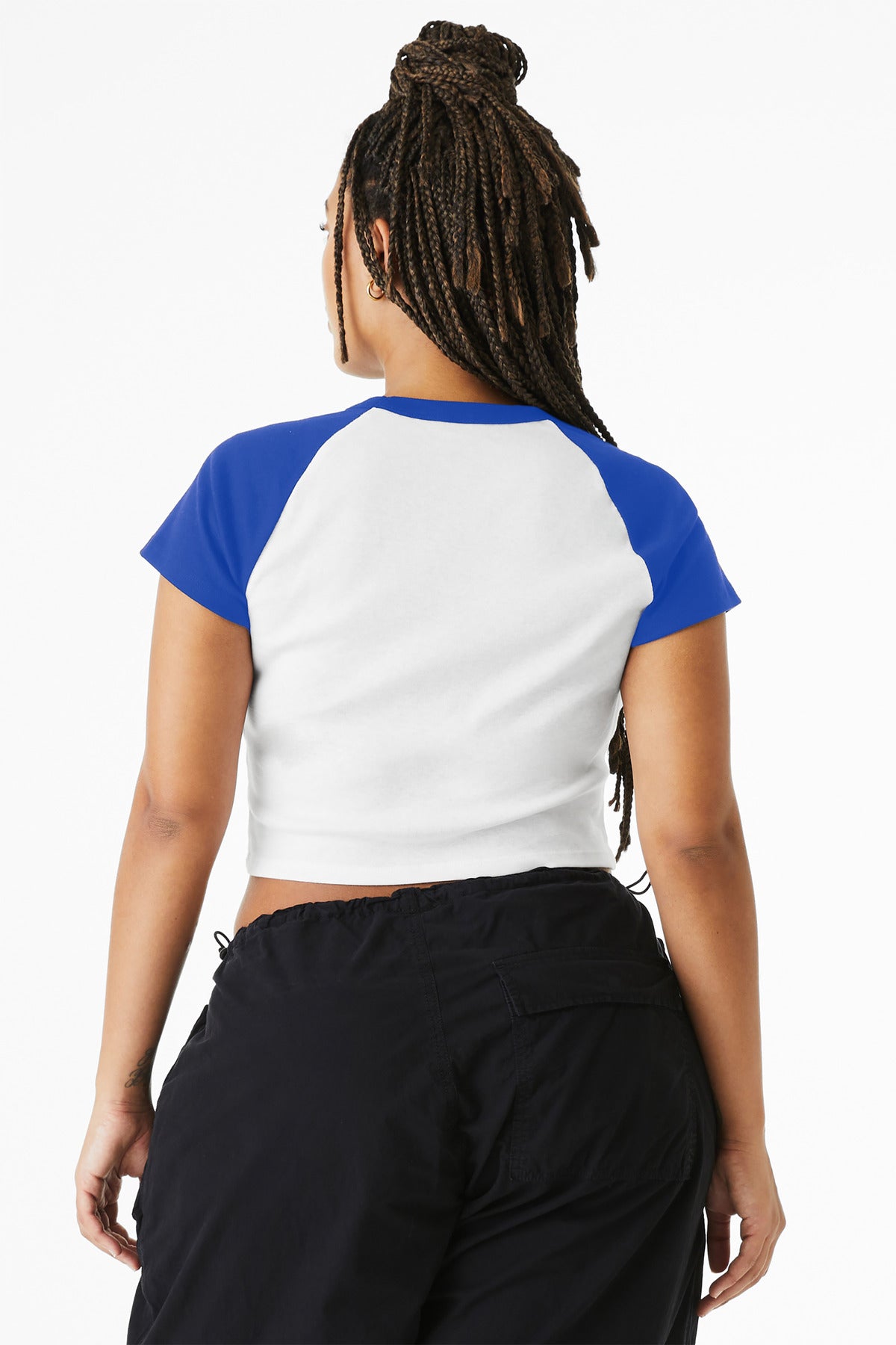Wht/TrRy BELLA+CANVAS Women's Micro Rib Raglan Baby Tee BC1201