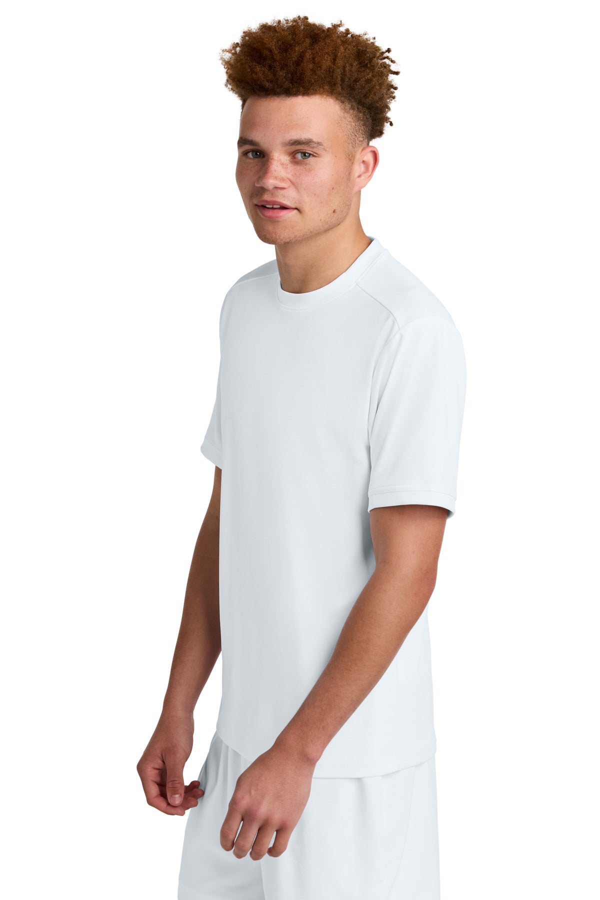 Wht/Wht Sport-Tek Club Short Sleeve Crew ST440