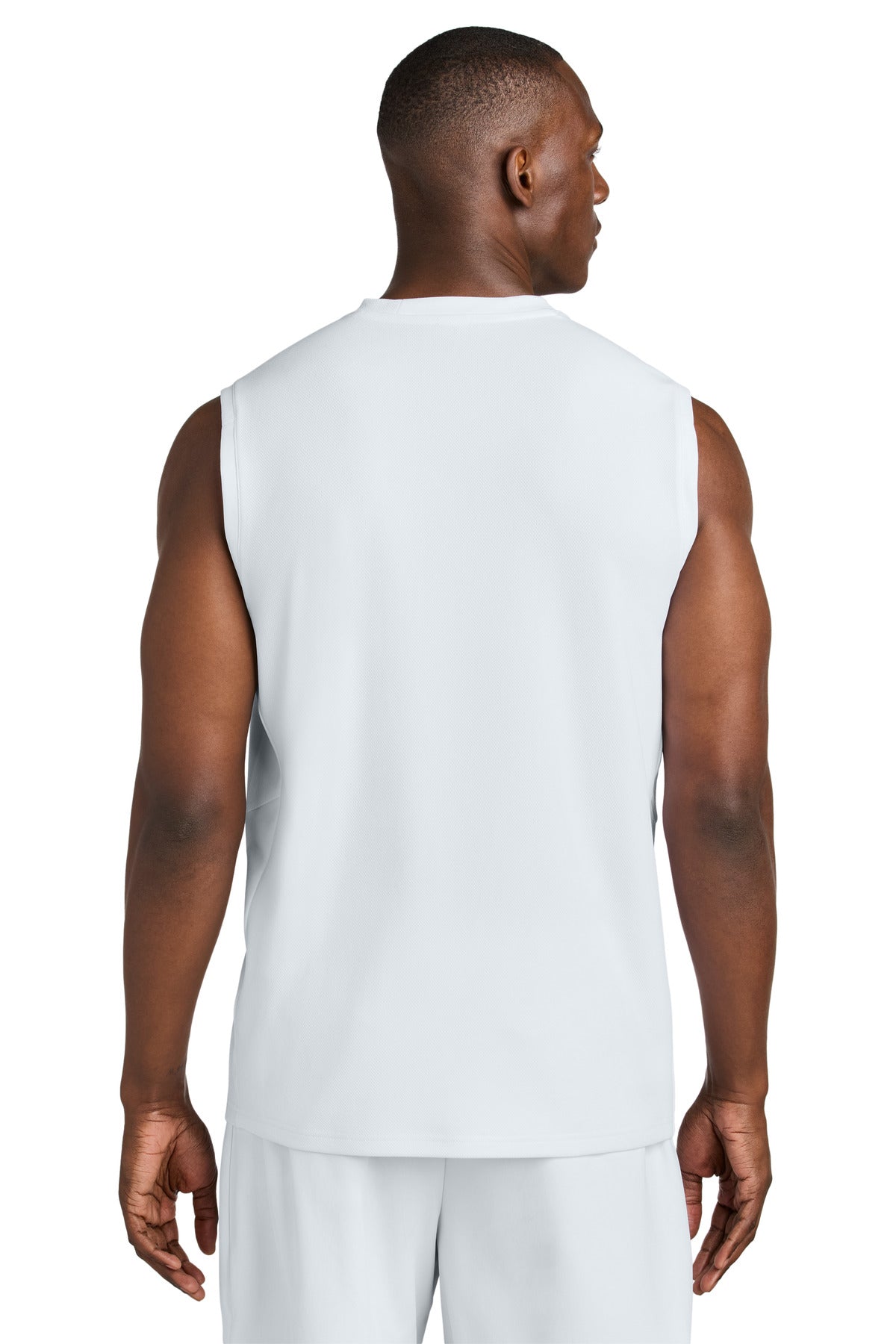 Wht/Wht Sport-Tek Club Sleeveless V-Neck ST441