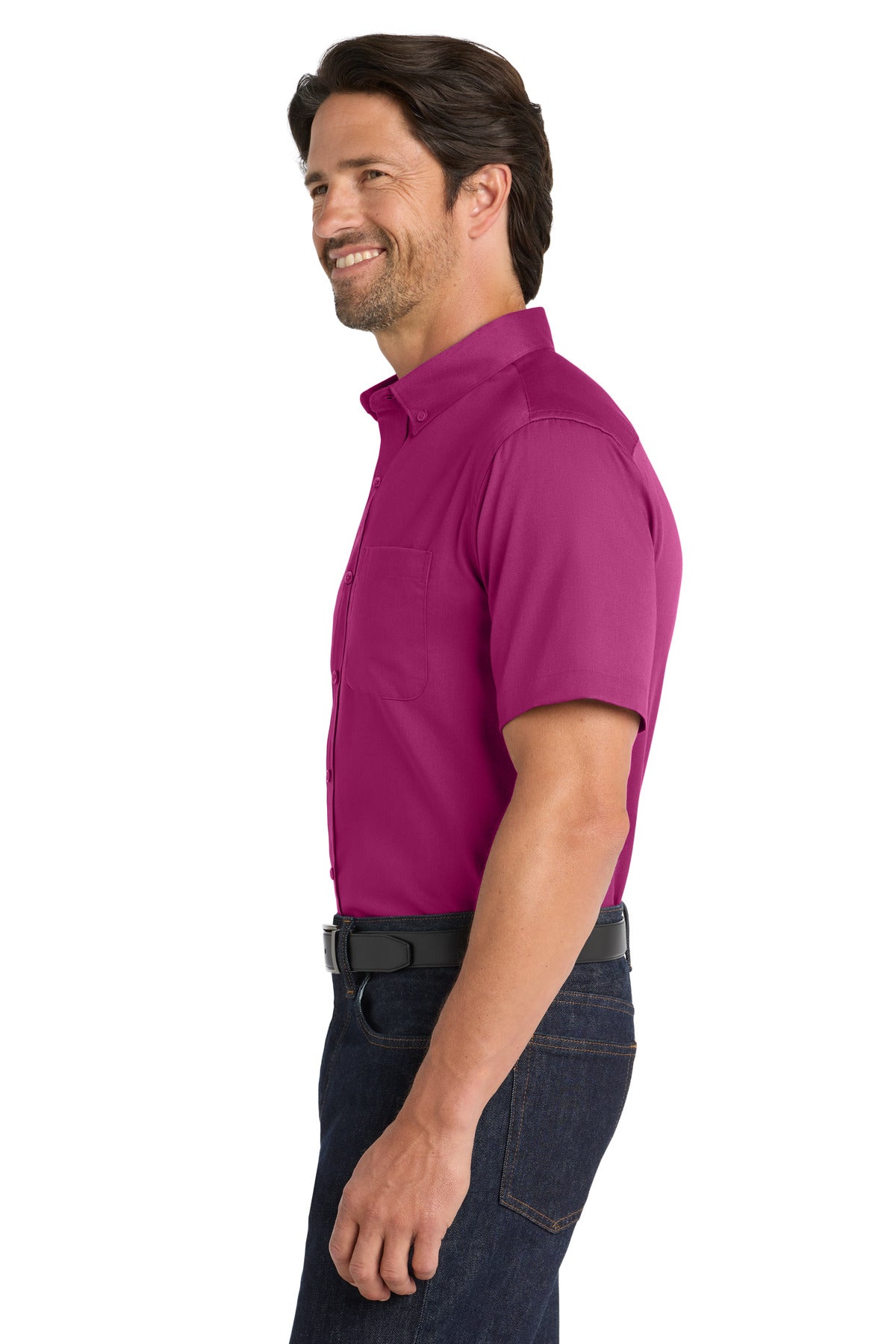 WildBerry Port Authority Short Sleeve SuperPro React Twill Shirt. W809