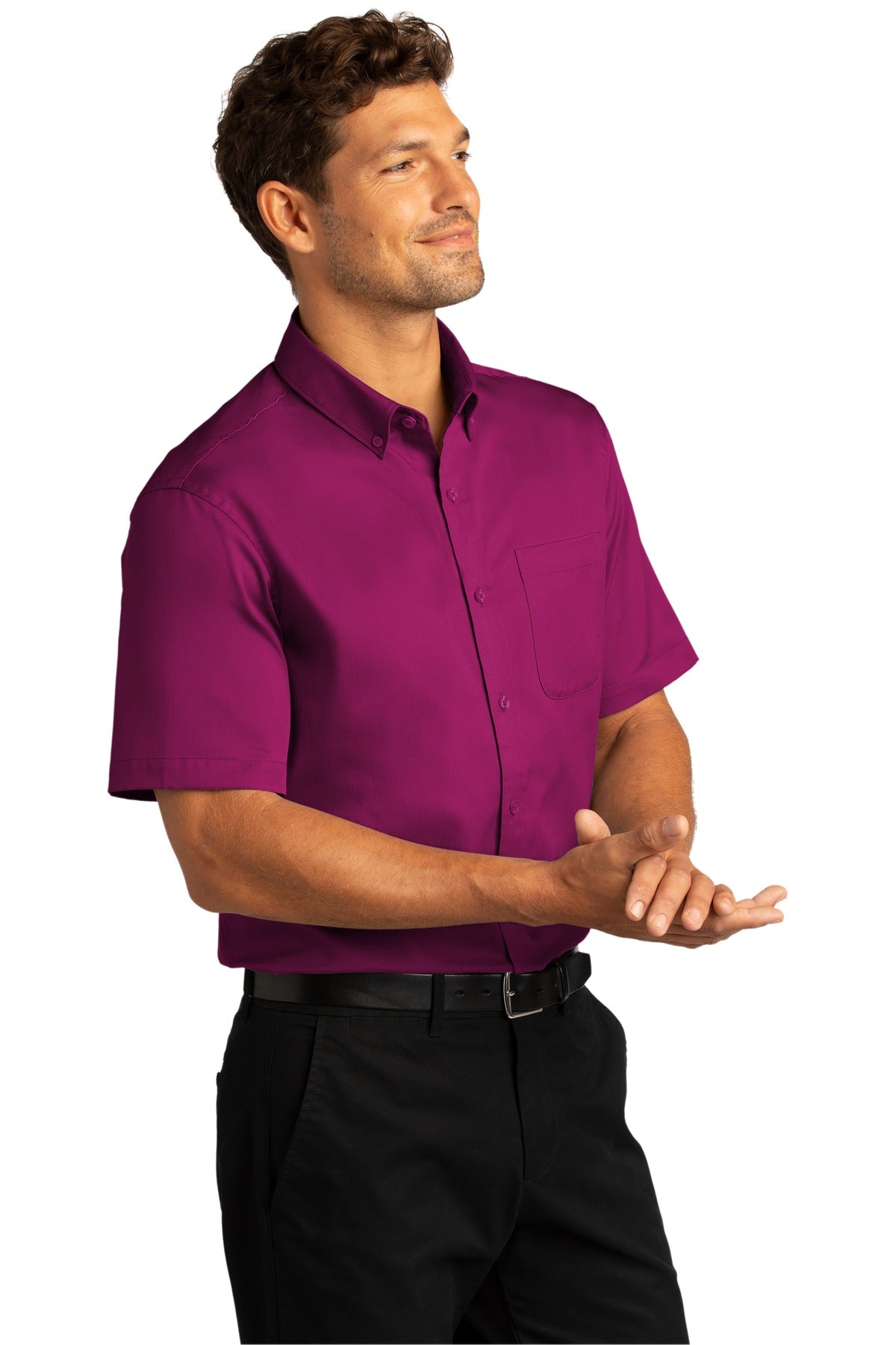 WildBerry Port Authority Short Sleeve SuperPro React Twill Shirt. W809