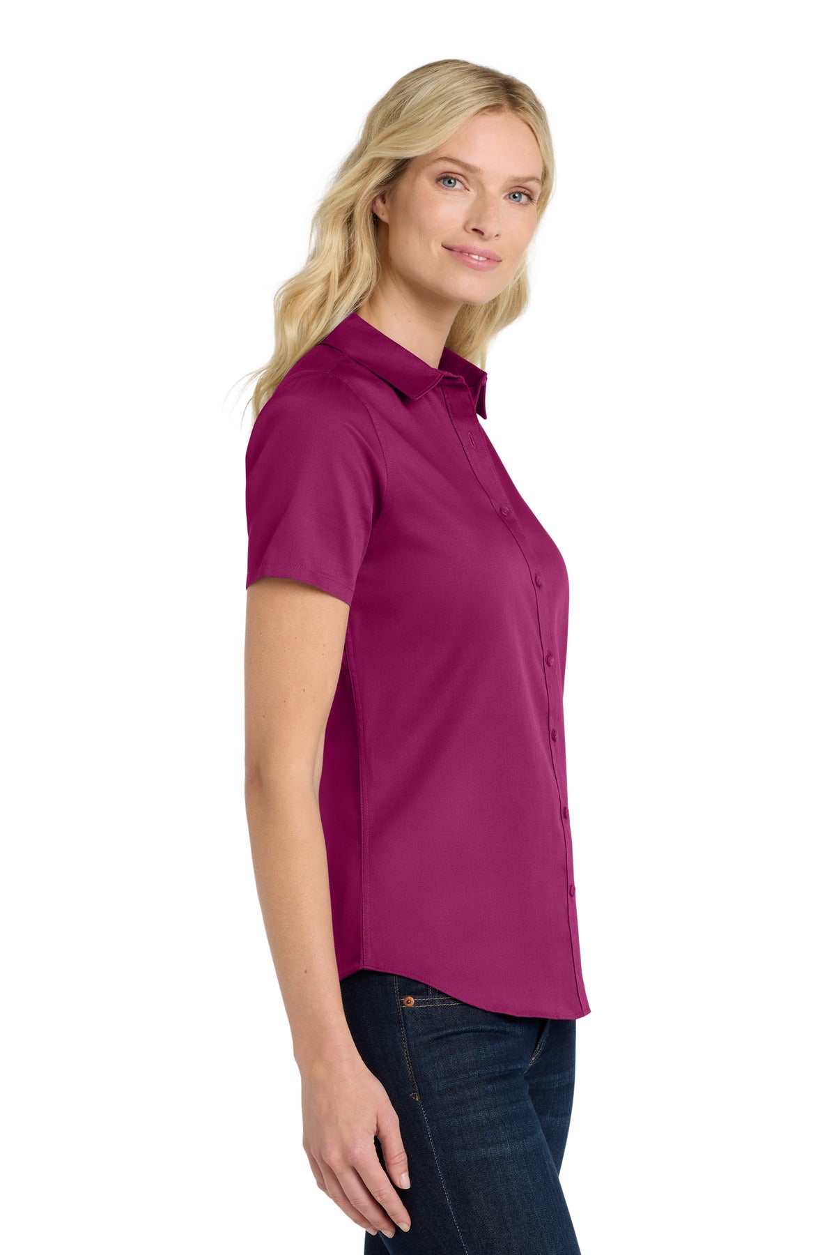 WildBerry Port Authority Women's Short Sleeve SuperPro React Twill Shirt. LW809