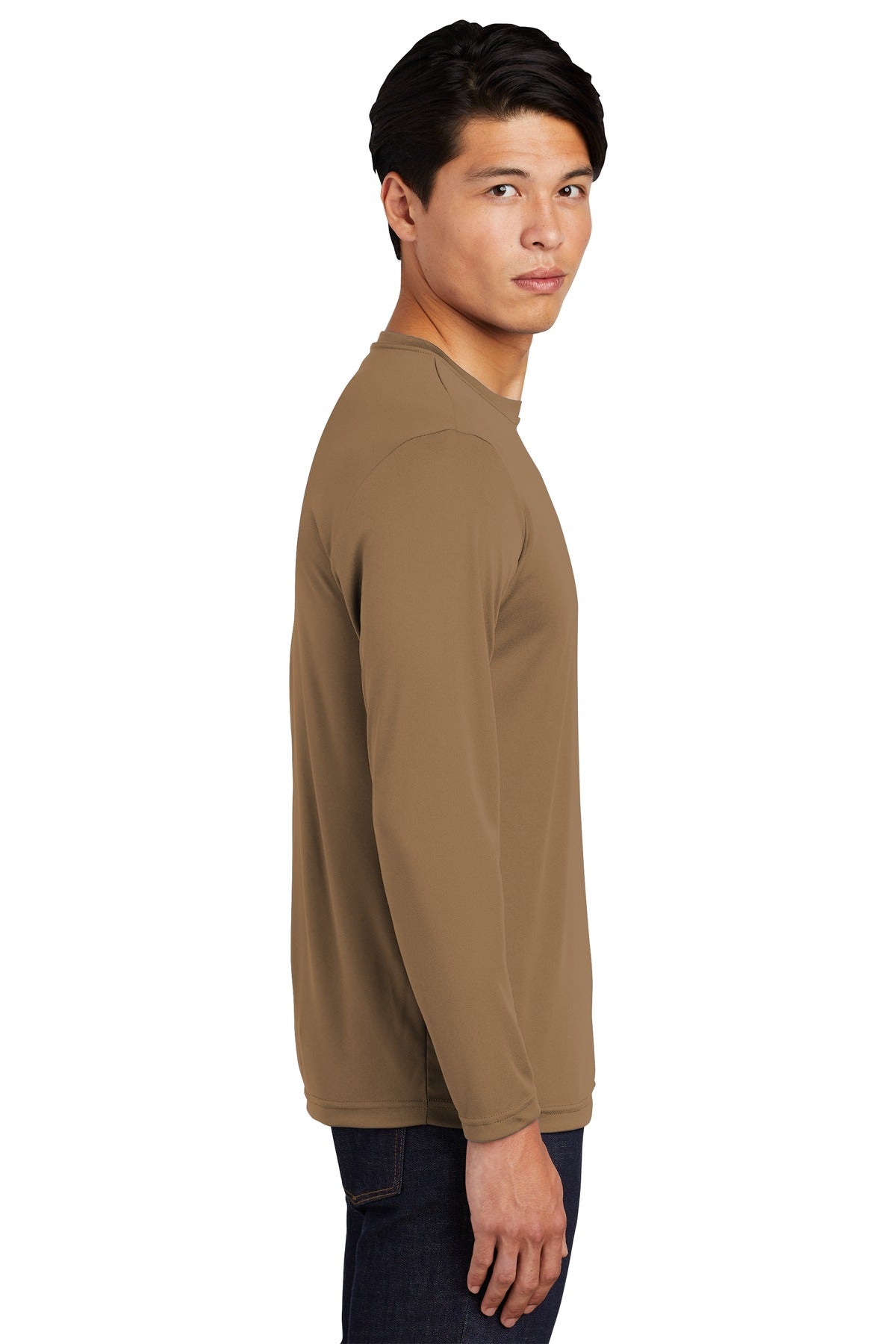 Woodland Brown Sport-Tek Long Sleeve PosiCharge Competitor Tee. ST350LS