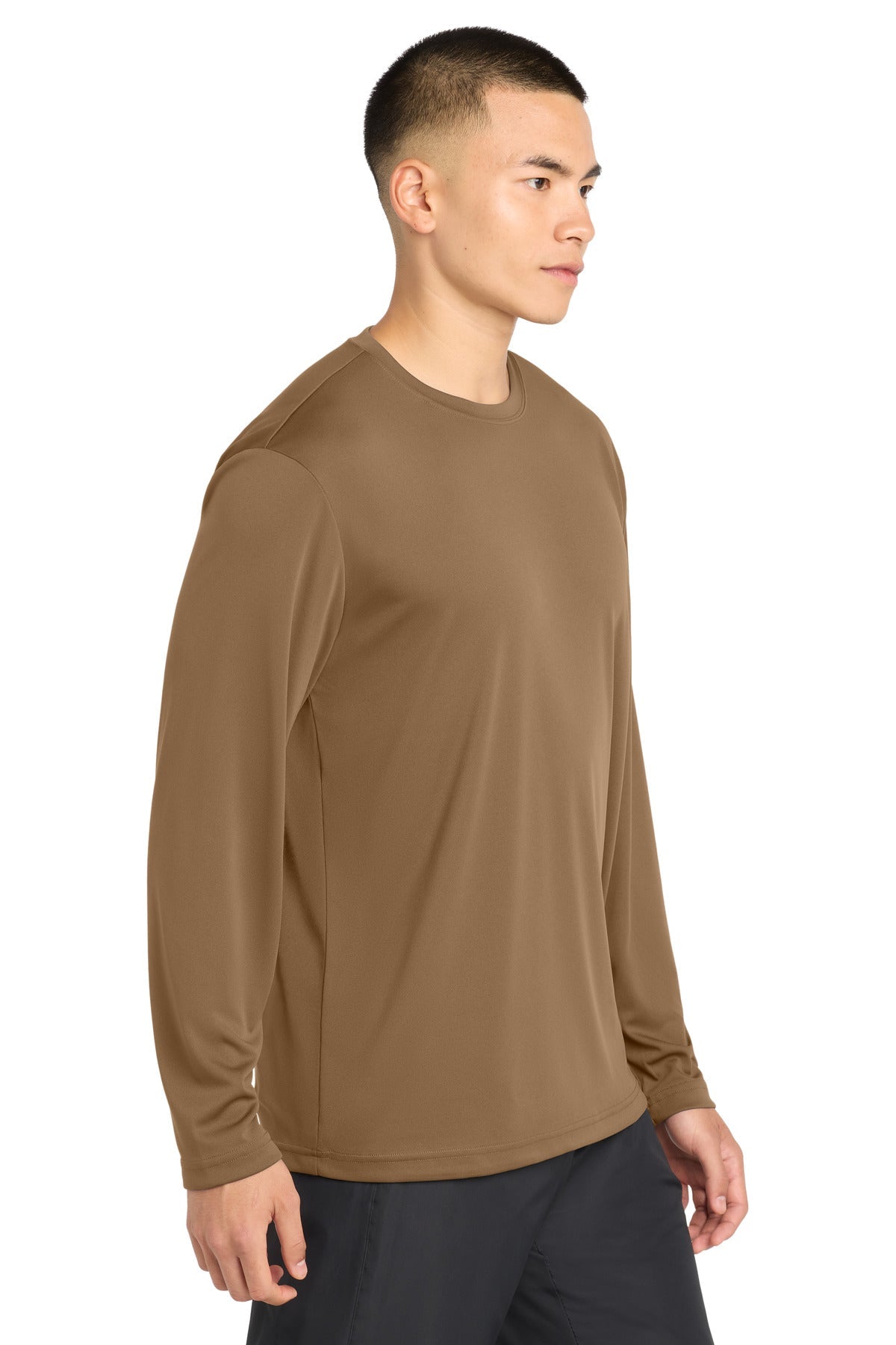 Woodland Brown Sport-Tek Long Sleeve PosiCharge Competitor Tee. ST350LS