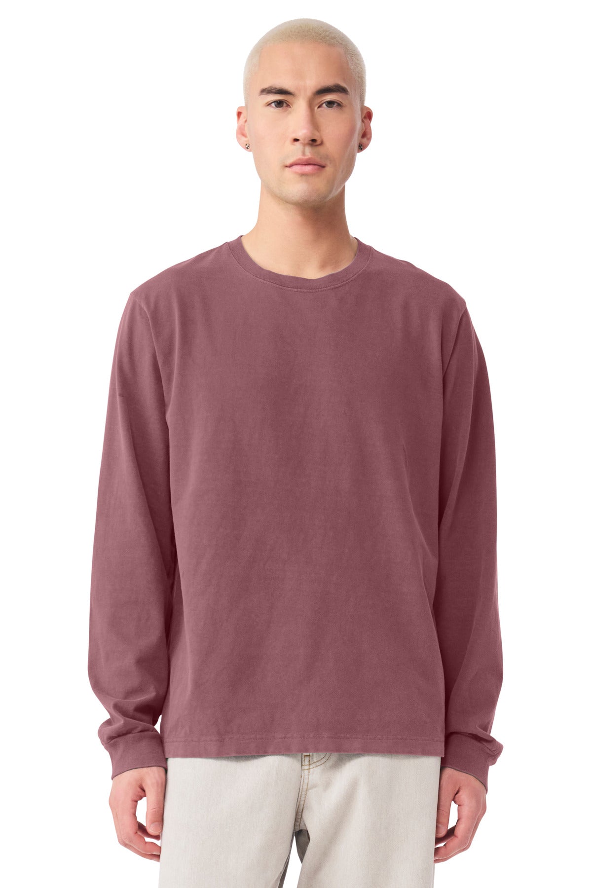 WshdMaroon BELLA+CANVAS Unisex Heavyweight Garment-Dyed Long Sleeve Tee BC4851GD