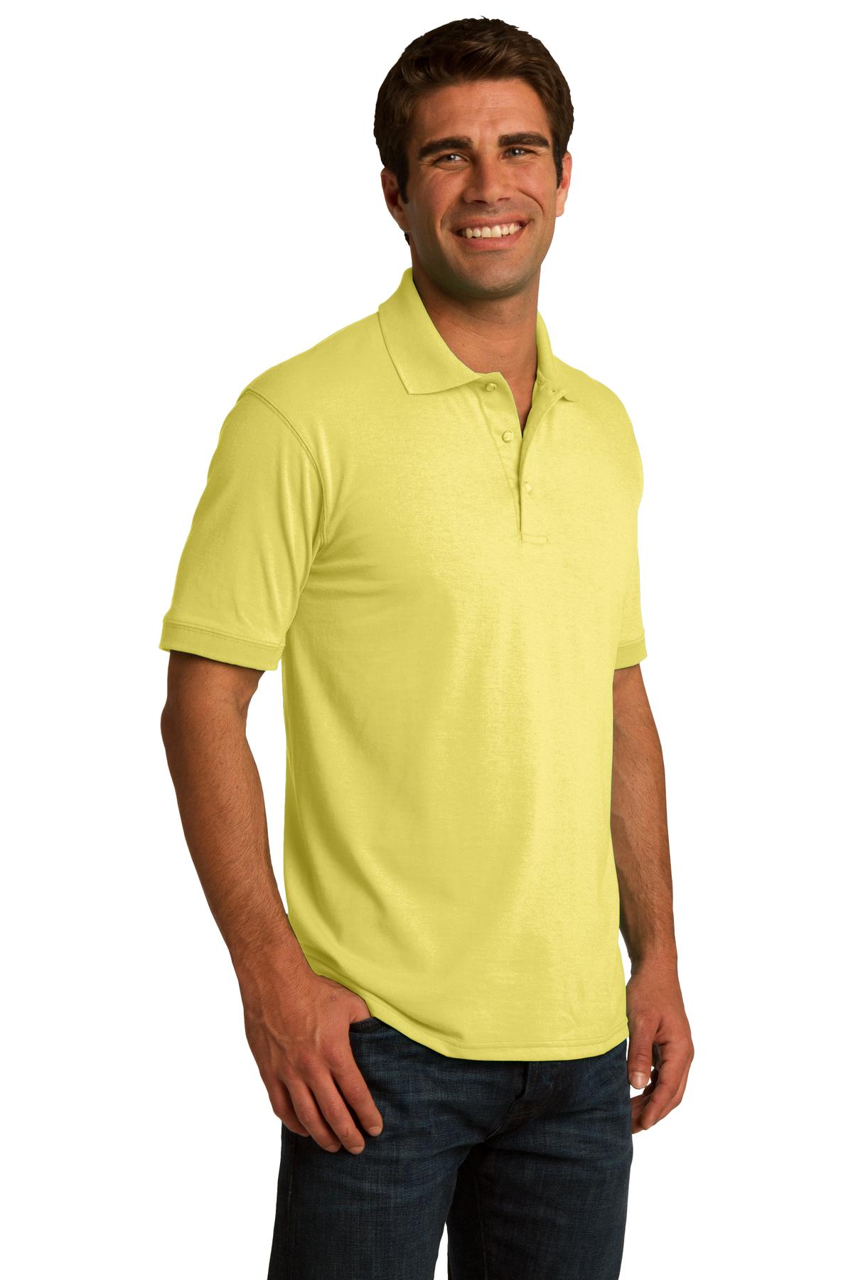 Yellow Port & Co Core Blend Jersey Knit Polo. KP55