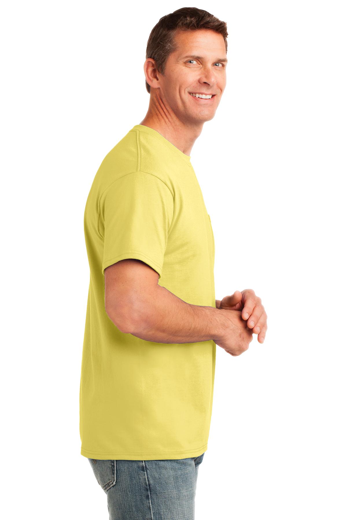 Yellow Port & Co Core Cotton Pocket Tee. PC54P