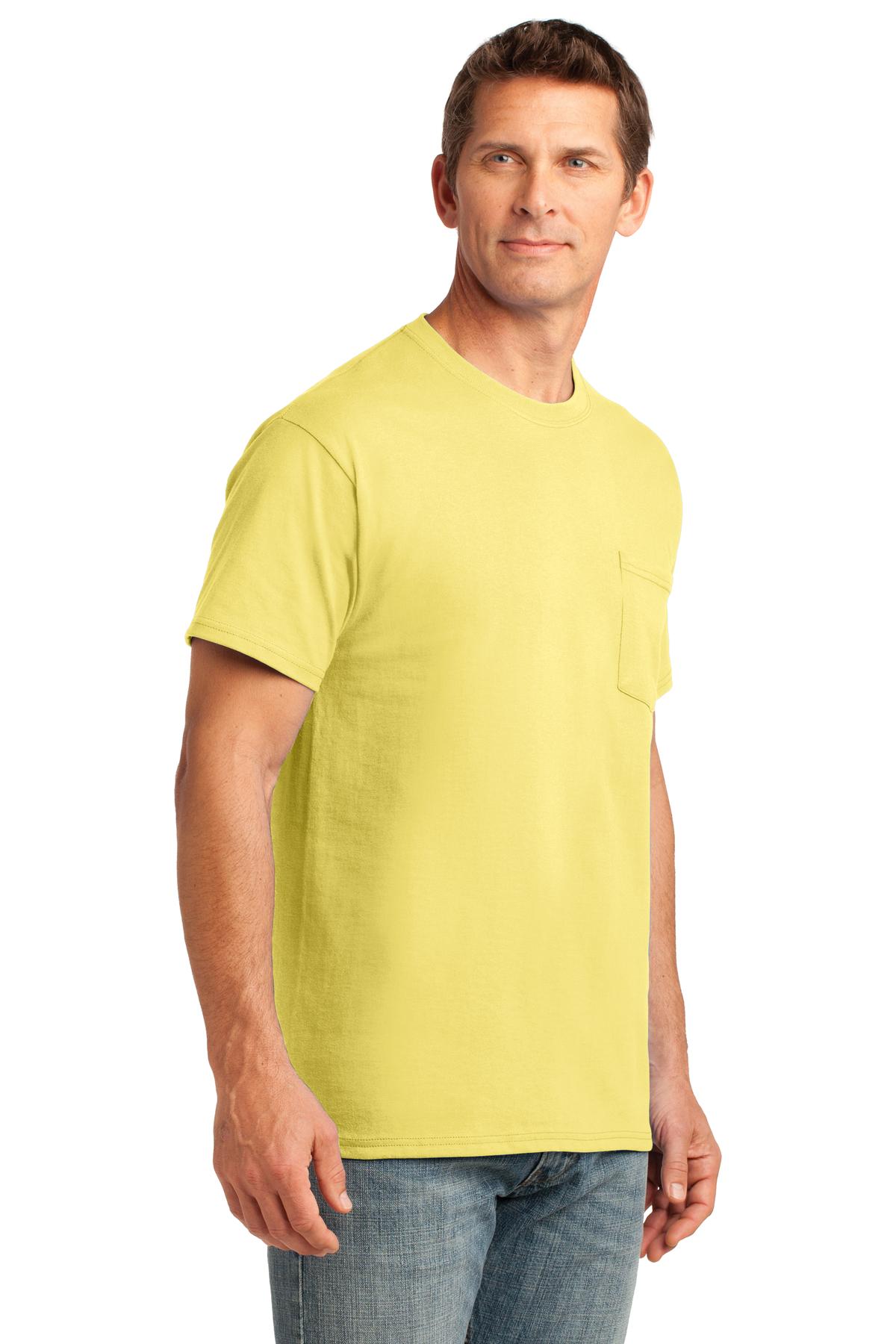 Yellow Port & Co Core Cotton Pocket Tee. PC54P