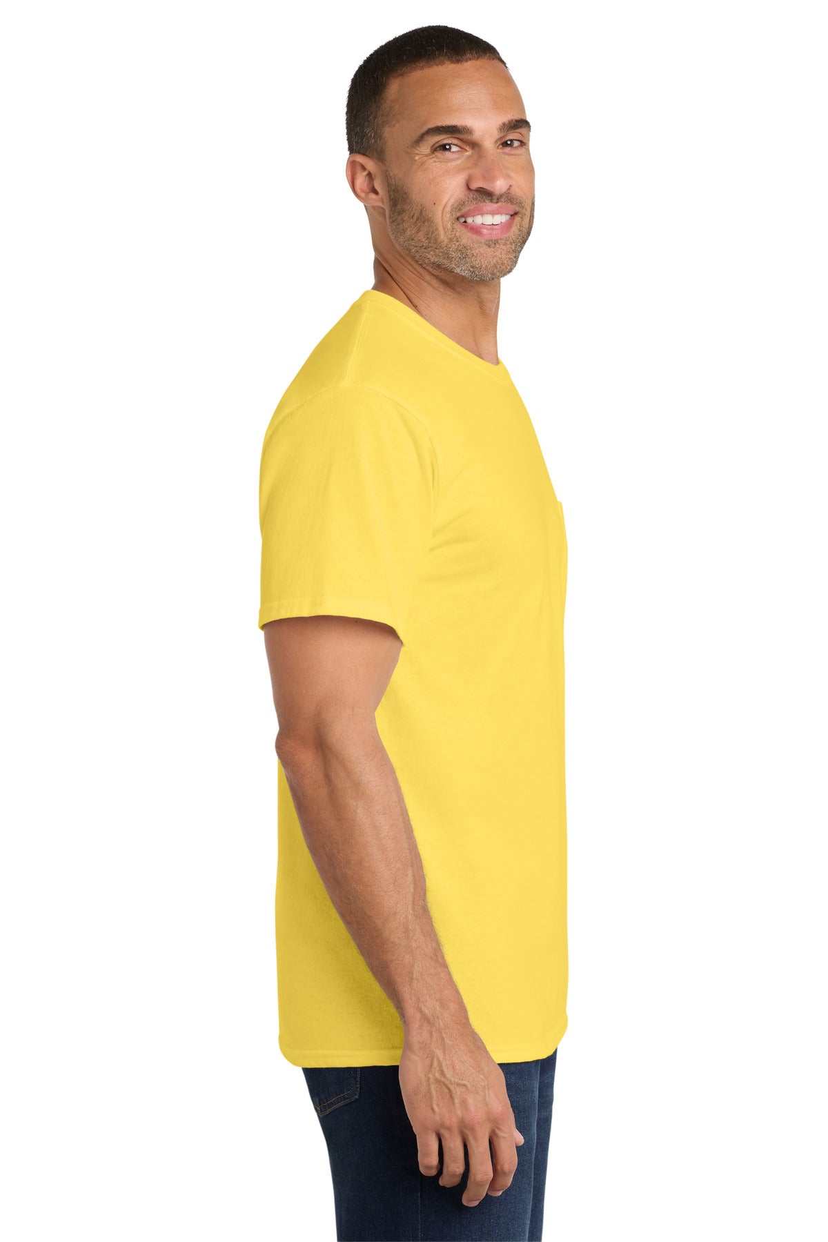 Yellow Port & Co Core Cotton Pocket Tee. PC54P