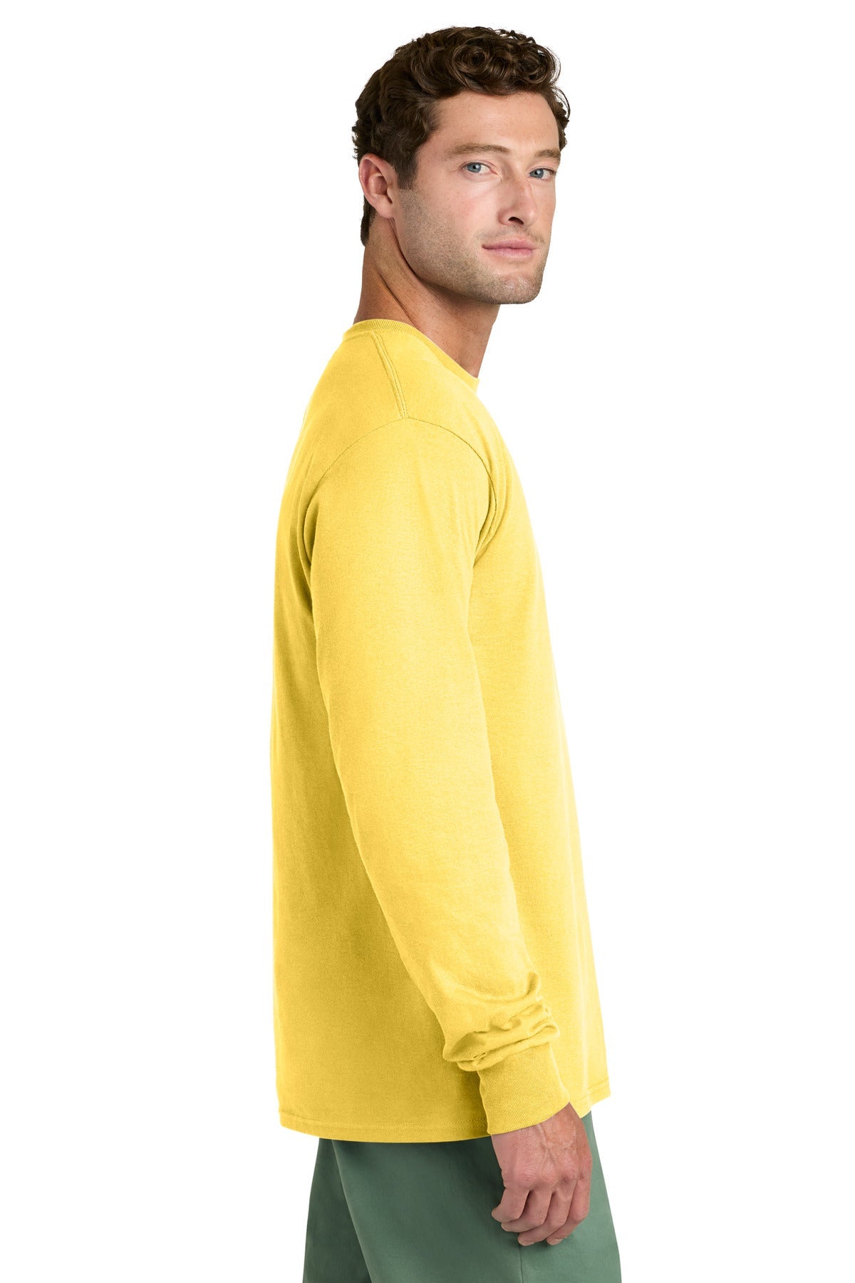 Yellow Port & Co Long Sleeve Core Cotton Tee. PC54LS
