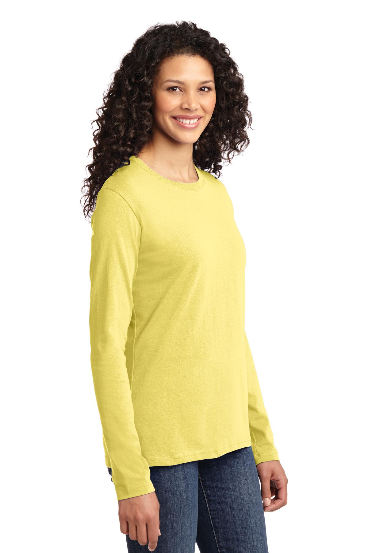 Yellow Port & Co Women's Long Sleeve Core Cotton Tee. LPC54LS