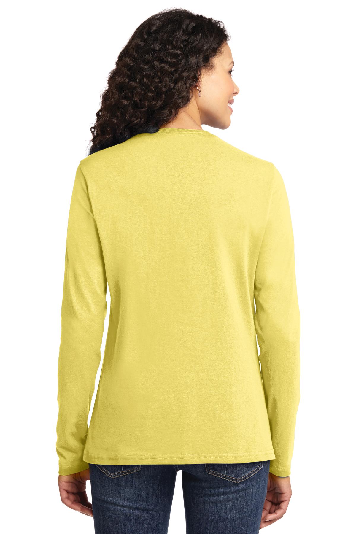 Yellow Port & Co Women's Long Sleeve Core Cotton Tee. LPC54LS