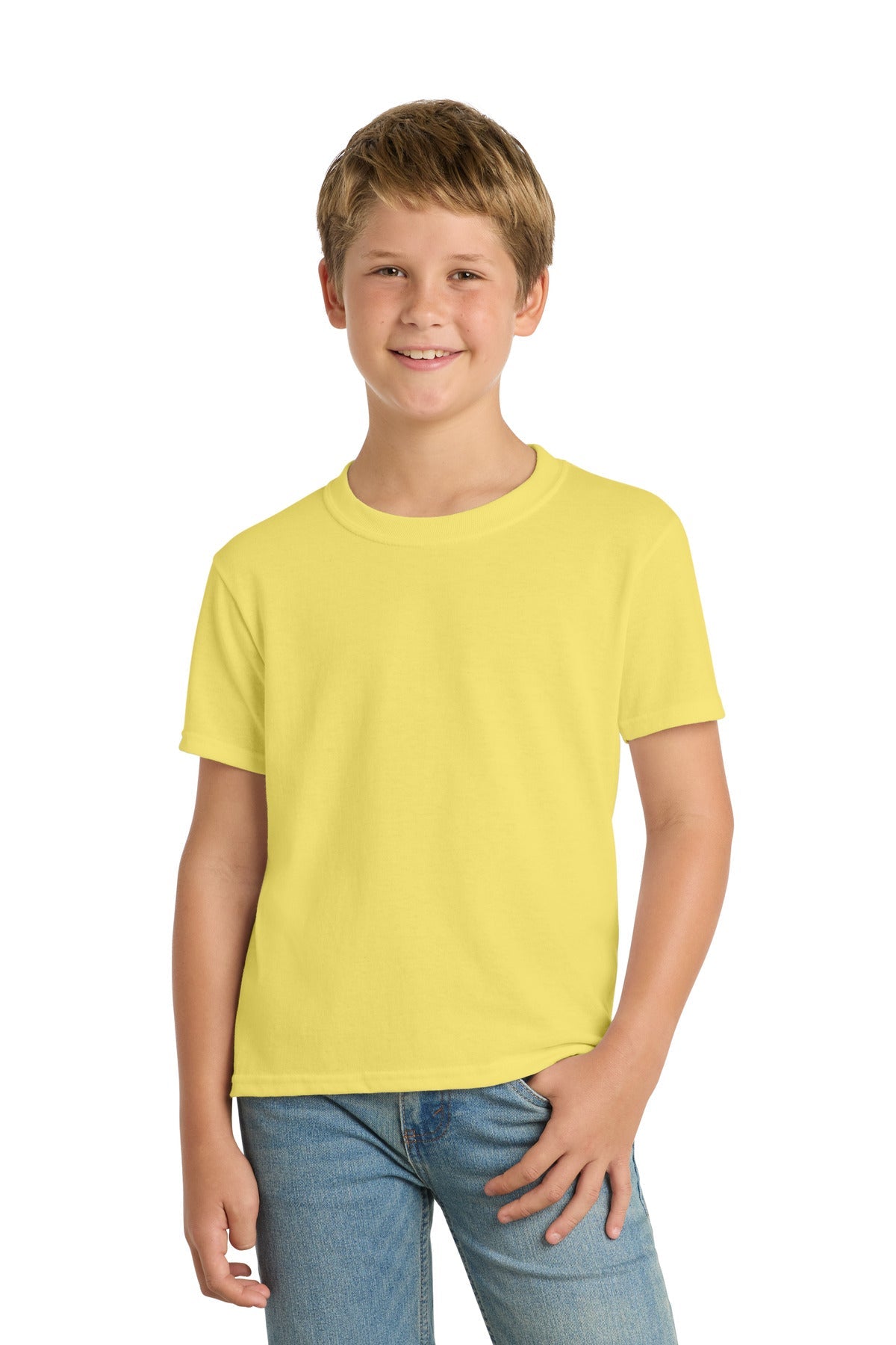 Yellow Port & Co Youth Core Blend Tee. PC55Y