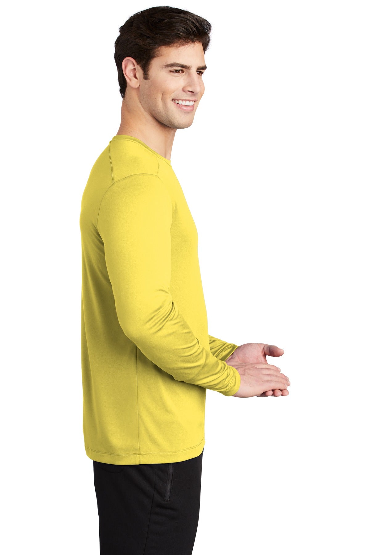 Yellow Sport-Tek Posi-UV Pro Long Sleeve Tee. ST420LS